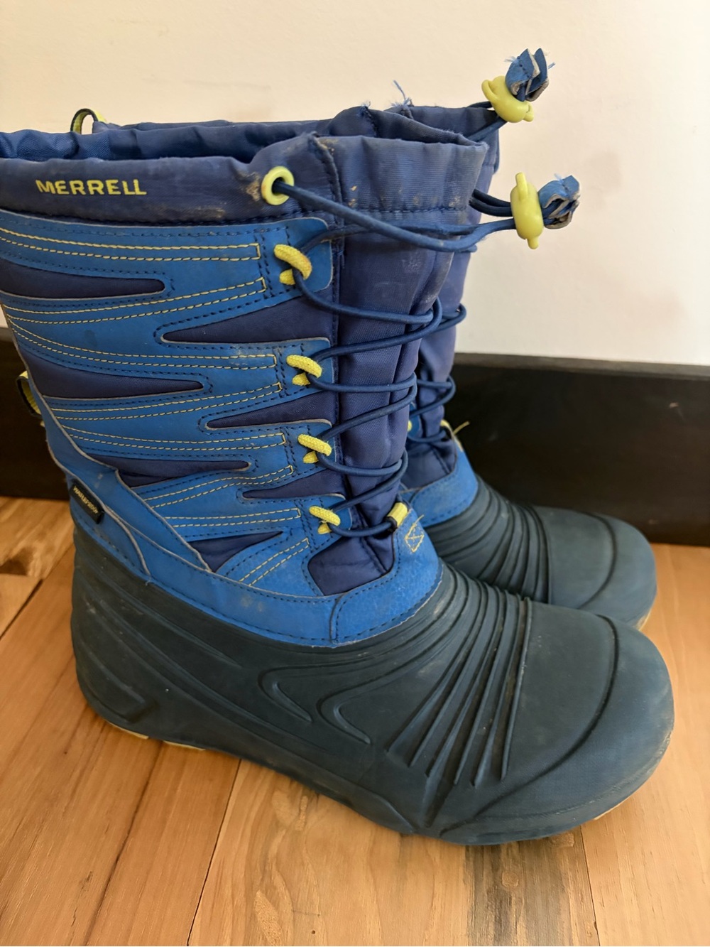 Boys Merrell Blue and Yellow Insulated Snow Boots